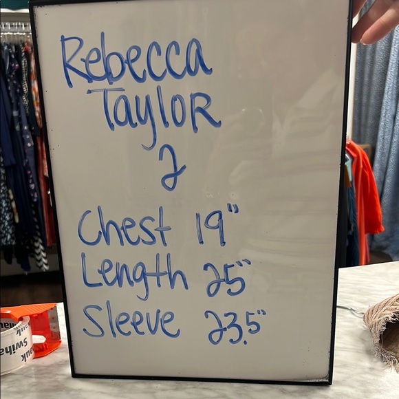 Rebecca Taylor Sara Lace Panel Silk Long Sleeve Blouse Ties at Cuff size 2 Navy - Picture 10 of 12